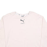PUMA Womens White Crew Neck Sweatshirt S Cotton Blend Lightweight Pullover