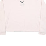 PUMA Womens White Crew Neck Sweatshirt S Cotton Blend Lightweight Pullover