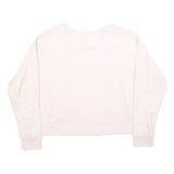 PUMA Womens White Crew Neck Sweatshirt S Cotton Blend Lightweight Pullover