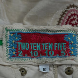 Two Ten Five Floral Cord Trousers - 34″ Waist Beige Corduroy