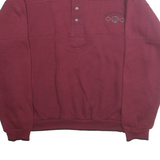 TODAYS NEWS Mens Maroon Pullover Sweatshirt M Button Neck Polyester Blend