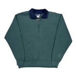 Made In USA Russell Athletic Collared 1/4 Zip - Medium Green Cotton