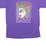 HANES Womens Purple Mardi Gras Graphic T-Shirt L Short Sleeve Crew Neck Printed