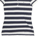 TOMMY HILFIGER Womens Navy & White Striped Short Sleeve Polo Shirt S Cotton