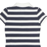 TOMMY HILFIGER Womens Navy & White Striped Short Sleeve Polo Shirt S Cotton