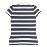 TOMMY HILFIGER Womens Navy & White Striped Short Sleeve Polo Shirt S Cotton