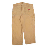 DICKIES Mens Relaxed Beige Cotton Blend Zip Trousers W38 L26 Workwear Utility