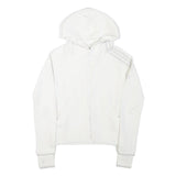ADIDAS Womens White Full Zip Hoodie XS Cotton Blend Casual Zip Jacket