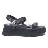 LIU.JO Womens Black Leather Platform Sandals UK 6 Stylish Comfortable Adjustable