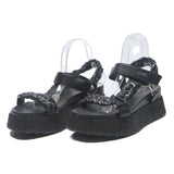 LIU.JO Womens Black Leather Platform Sandals UK 6 Stylish Comfortable Adjustable