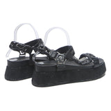 LIU.JO Womens Black Leather Platform Sandals UK 6 Stylish Comfortable Adjustable