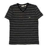 Lacoste Striped T-Shirt - Medium Black Cotton