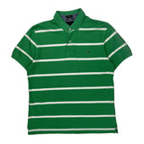 Tommy Hilfiger Striped Polo Shirt - Large Green Cotton
