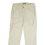 EDDIE BAUER Womens Cotton Blend Beige Regular Straight Trousers W32 L30 Casual