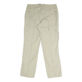 EDDIE BAUER Womens Cotton Blend Beige Regular Straight Trousers W32 L30 Casual