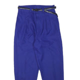 Womens Relaxed Fit Blue Polyester Blend Trousers W28 L25 Belted Zip Closure