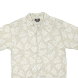 ROUTE 66 Mens Beige Cotton Blend Casual Shirt M Leaf Pattern Short Sleeve