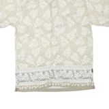 ROUTE 66 Mens Beige Cotton Blend Casual Shirt M Leaf Pattern Short Sleeve