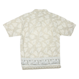 ROUTE 66 Mens Beige Cotton Blend Casual Shirt M Leaf Pattern Short Sleeve
