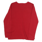 TOMMY HILFIGER Mens Red Plain Jumper V-Neck Basic Knit M Cotton Casual