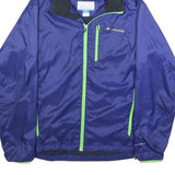 COLUMBIA Mens Blue Jacket M Polyester Zip Hooded Plain Outdoor Lightweight
