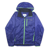 COLUMBIA Mens Blue Jacket M Polyester Zip Hooded Plain Outdoor Lightweight