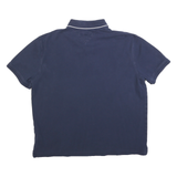 TOMMY HILFIGER Mens Navy Blue Short Sleeve Plain Polo Shirt L Classic Style