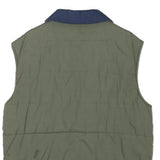 NOBLESSIMO Mens Green & Navy Sleeveless Jacket XL Polyester Blend Quilted Zip