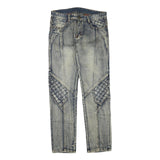 Womens Blue Regular Fit Denim Jeans Cotton Blend W34 L33 Quilted Panel Design