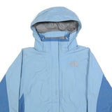 THE NORTH FACE Womens Blue & Light Blue Outdoor Jacket S Nylon Zip Plain Hooded