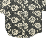 NATURAL ISSUE Mens Black & Cream Floral Cotton Blend Shirt L Relaxed Fit Summer