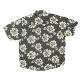 NATURAL ISSUE Mens Black & Cream Floral Cotton Blend Shirt L Relaxed Fit Summer