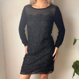 Intimissimi Lace Midi Dress - Small Black Cotton Blend
