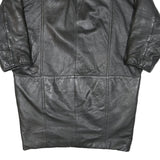 Womens Black Leather Jacket XL Button Closure Plain Soft Genuine