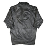 Womens Black Leather Jacket XL Button Closure Plain Soft Genuine