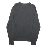 TOMMY HILFIGER Mens Grey Plain Wool Blend Regular Fit Crew Neck Jumper L Wool