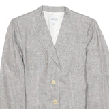 ARMANI COLLEZIONI Womens Grey Linen Jacket M Woven Button Classic Tailored