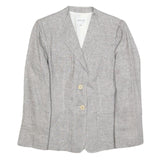 ARMANI COLLEZIONI Womens Grey Linen Jacket M Woven Button Classic Tailored