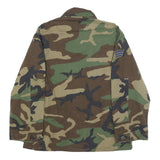 Mens Green & Brown Camouflage Cotton Blend Casual Jacket M Button Closure