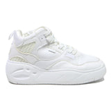 BUFFALO Womens Platform High Top Trainers Leather White UK 5 Chunky Casual