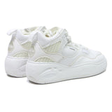 BUFFALO Womens Platform High Top Trainers Leather White UK 5 Chunky Casual