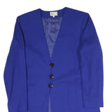 ALOUETTE PARIS Womens Blue Button Jacket S Polyester Blend Plain Elegant
