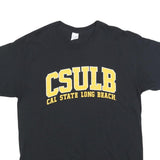 GILDAN Mens Black & Yellow CSULB Cal State Long Beach Graphic T-Shirt L Short