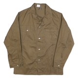 STRINA Mens Brown Cotton Workwear Jacket L Button Plain Classic Casual Style