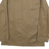 STRINA Mens Brown Cotton Workwear Jacket L Button Plain Classic Casual Style