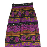 ESSAY Womens Purple Brown Floral Print Cotton Blend Midi Skirt M Stylish