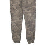 BERSHKA Mens Cotton Blend Camouflage Slim Tapered Trousers W32 L28 Elastic Waist