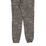 BERSHKA Mens Cotton Blend Camouflage Slim Tapered Trousers W32 L28 Elastic Waist