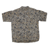 Mens Black & Brown Floral Cotton Blend Shirt L Casual Short Sleeve Summer