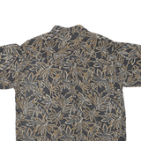 Mens Black & Brown Floral Cotton Blend Shirt L Casual Short Sleeve Summer